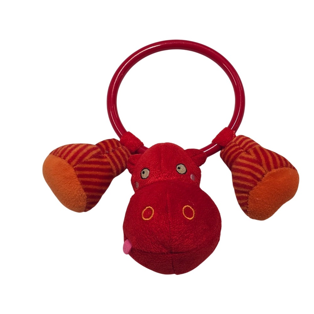 Red Hippo Baby Rattle Plush Teether Ring Toy Orange Barnslig Flodhast Ikea